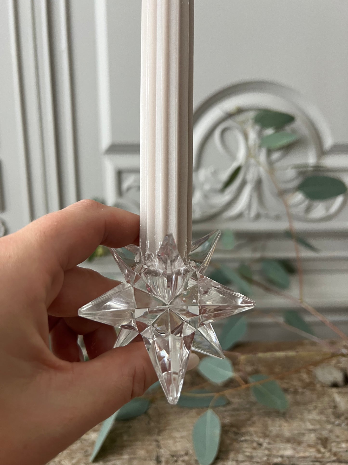 2st ljusstakar 3D-stjärna i klarglas