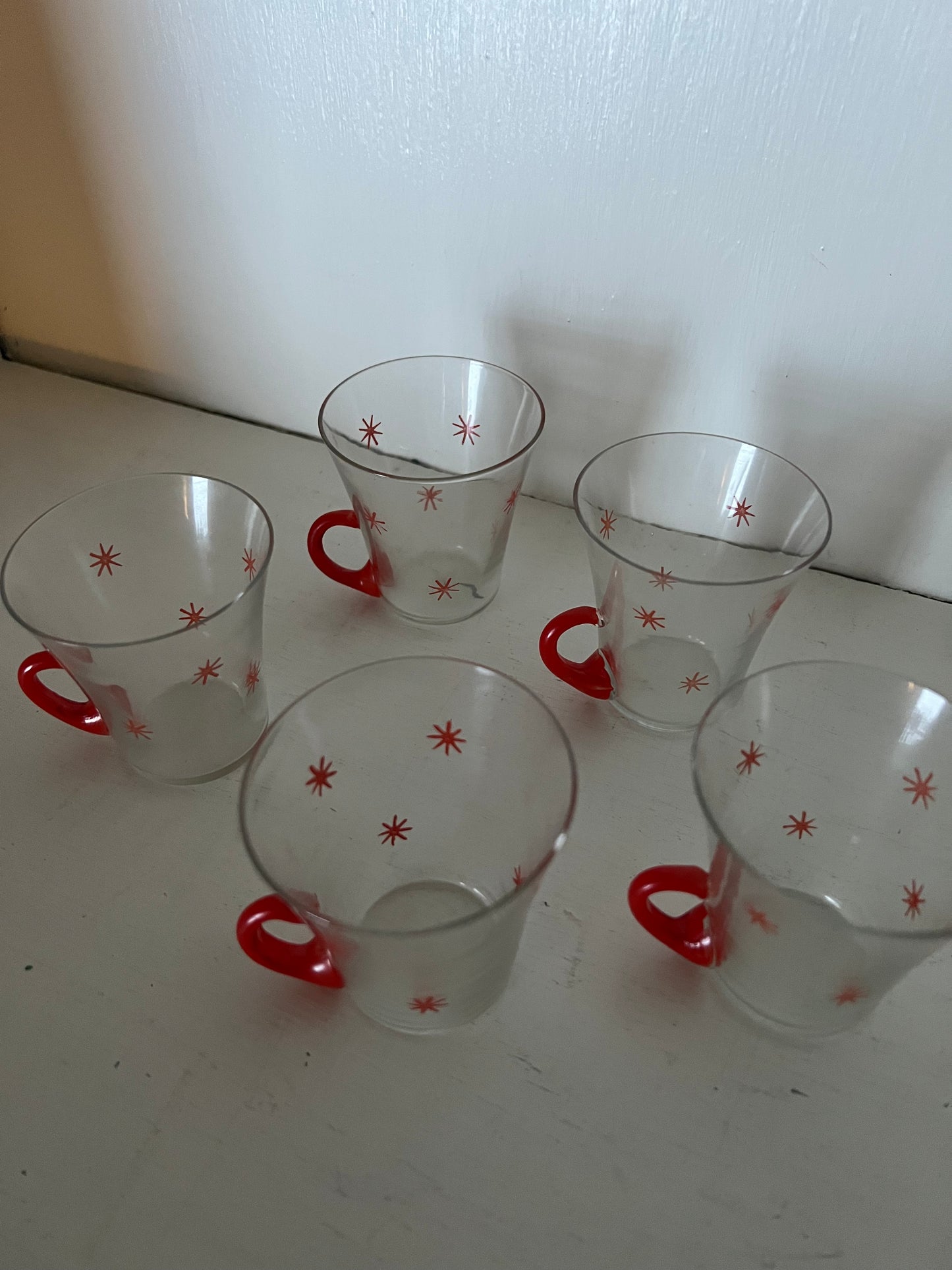 Tunna glögglas med röda stjärnor, 5st