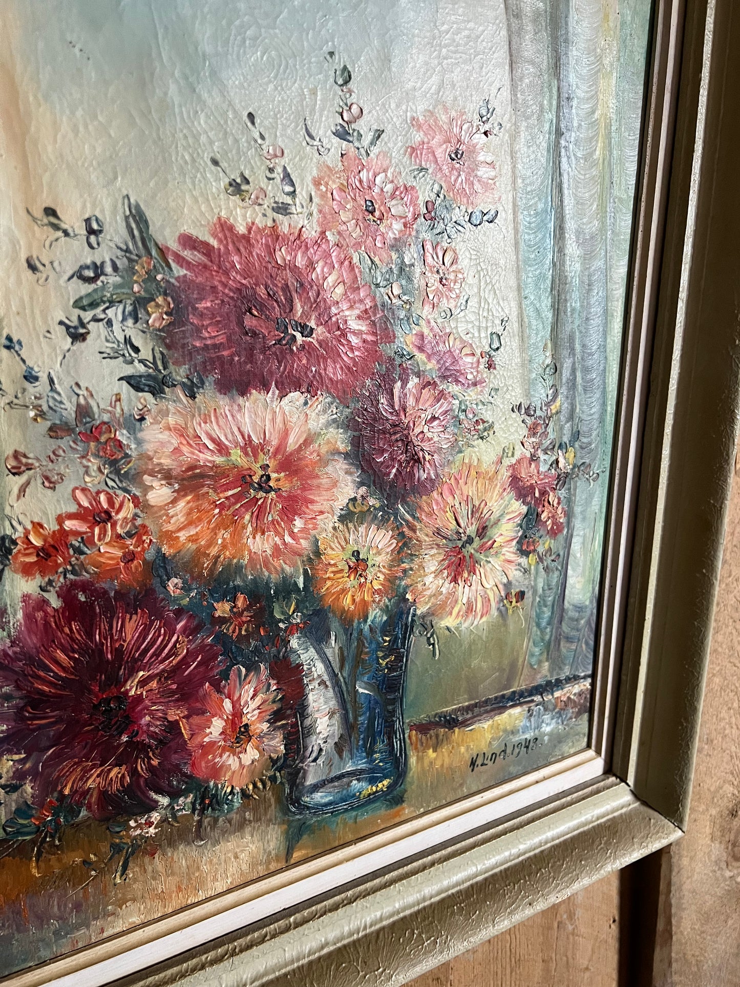 Otrolig oljemålning - blommor