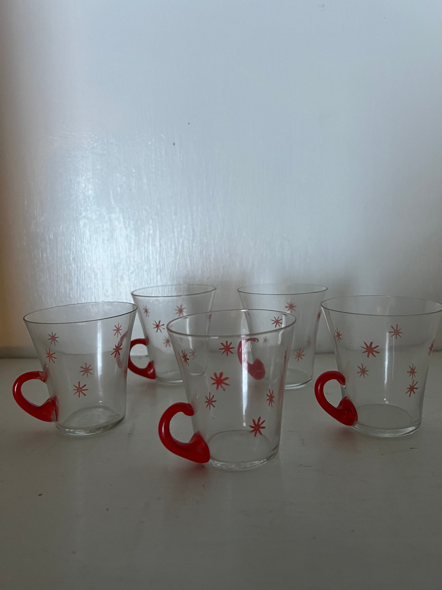 Tunna glögglas med röda stjärnor, 5st