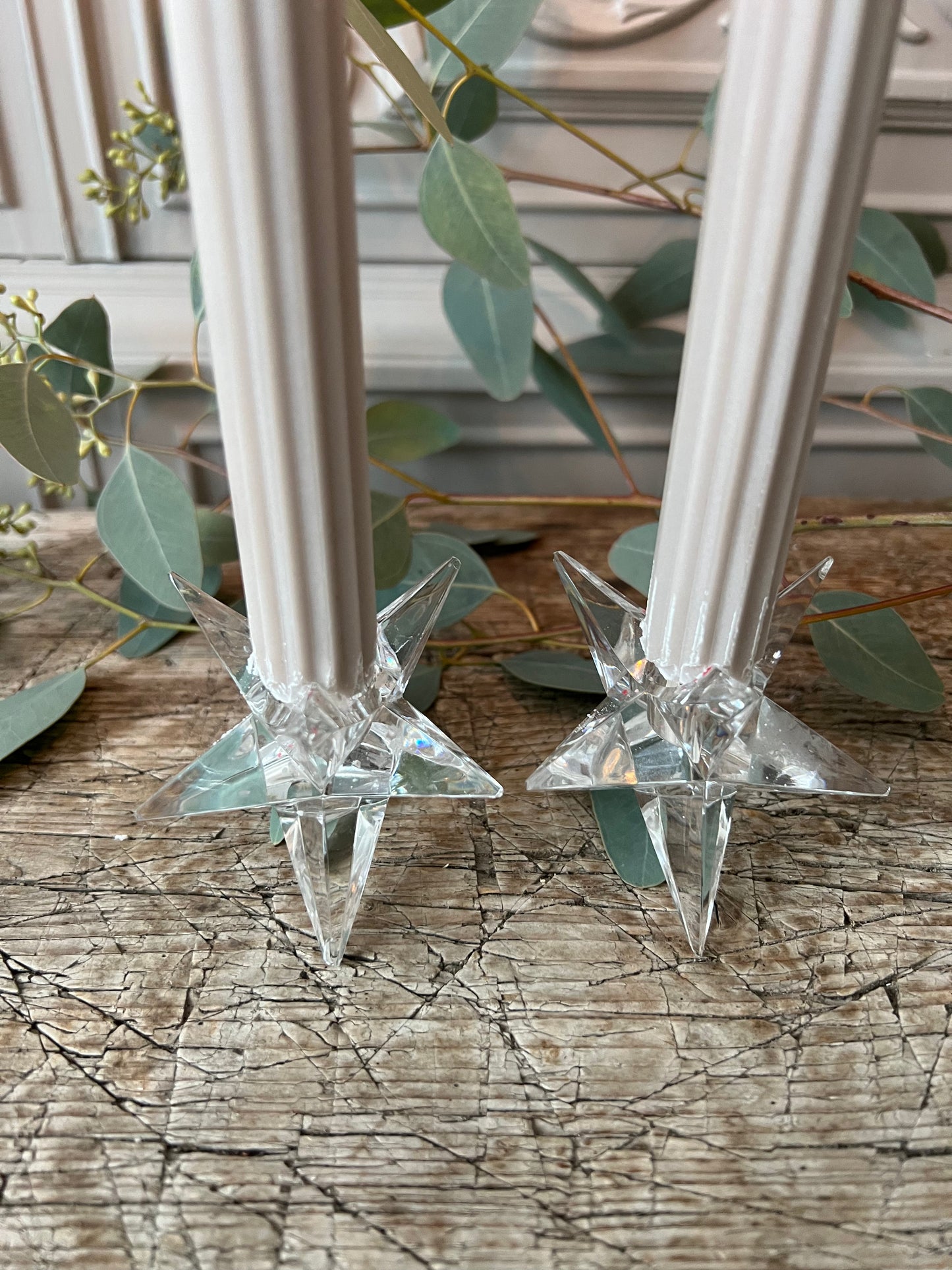2st ljusstakar 3D-stjärna i klarglas