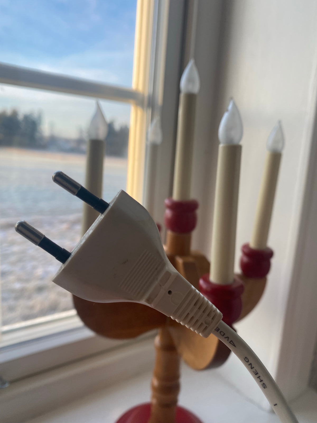 Ovanlig äldre adventsljusstake i trä