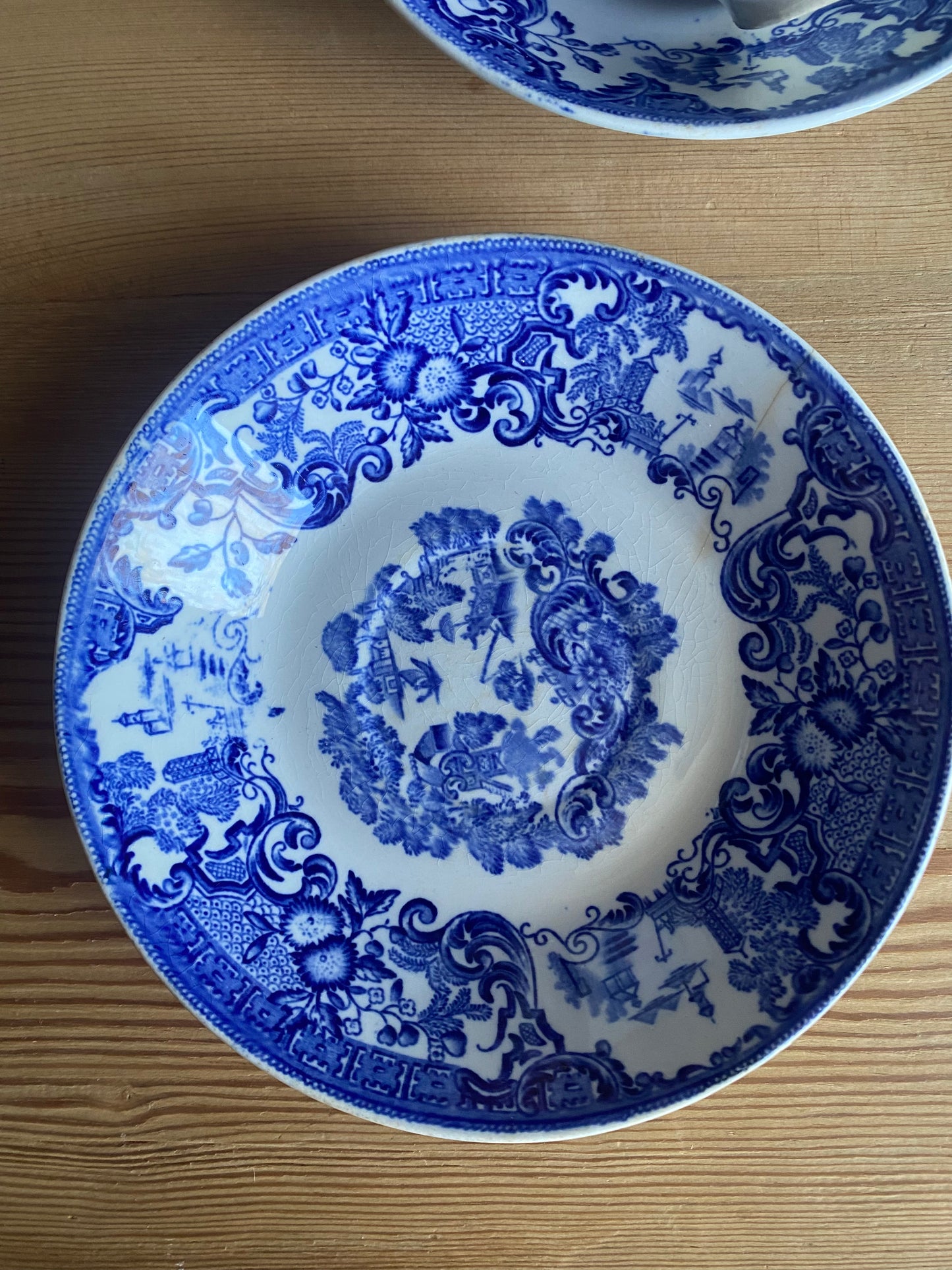 Paret blåvita kaffekoppar med fat - Rörstrand 1800-tal