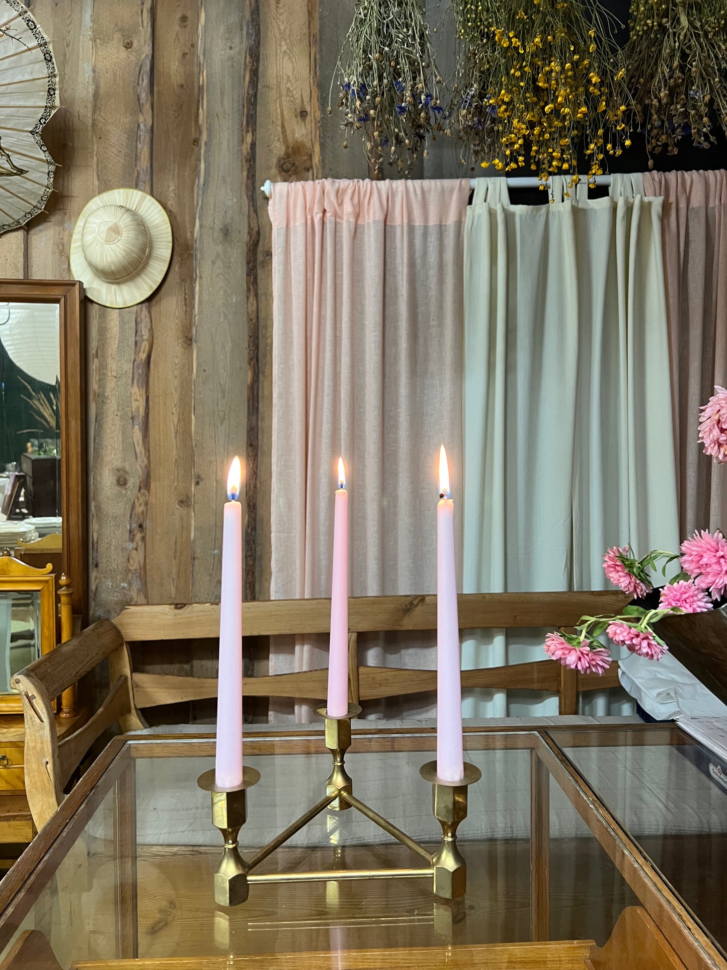 Mässingsljusstake triangel Gusums mässing