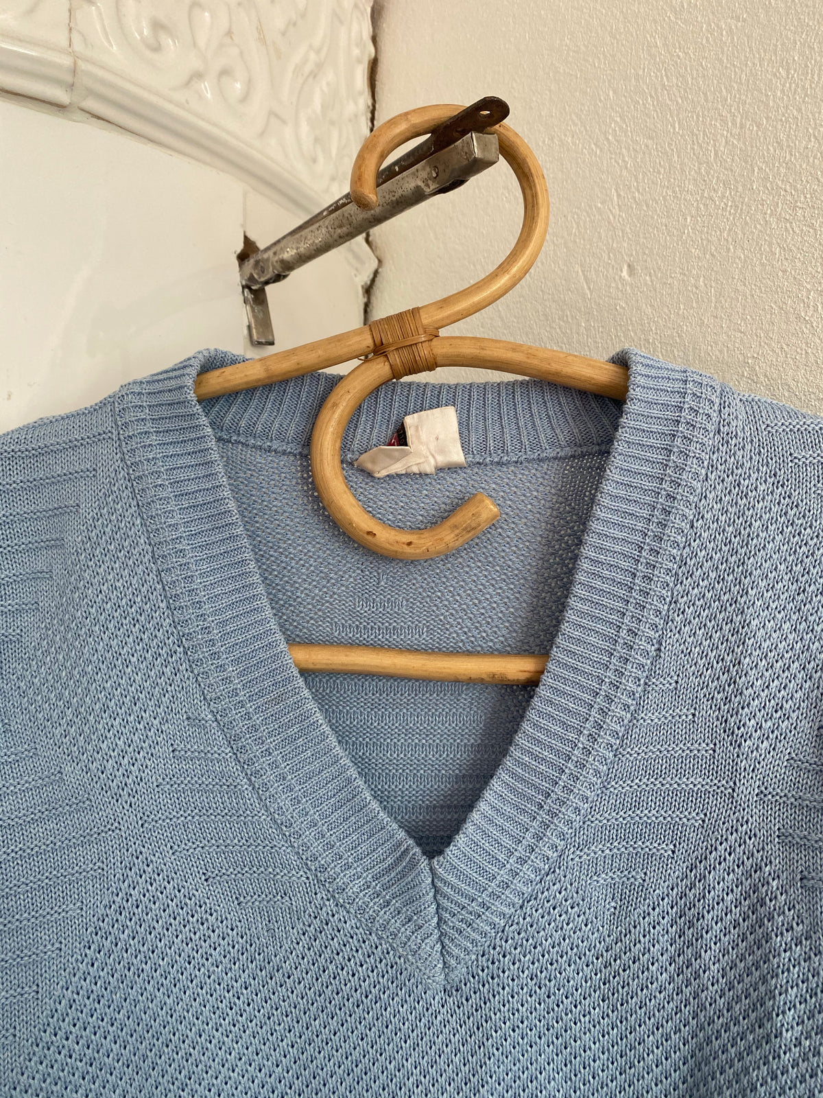 Vintage blå stickad tröja