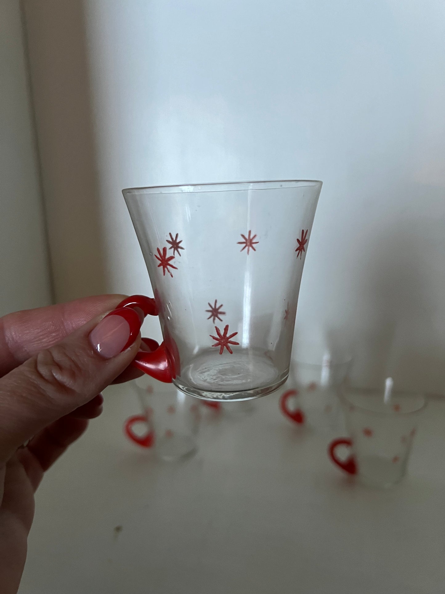 Tunna glögglas med röda stjärnor, 5st