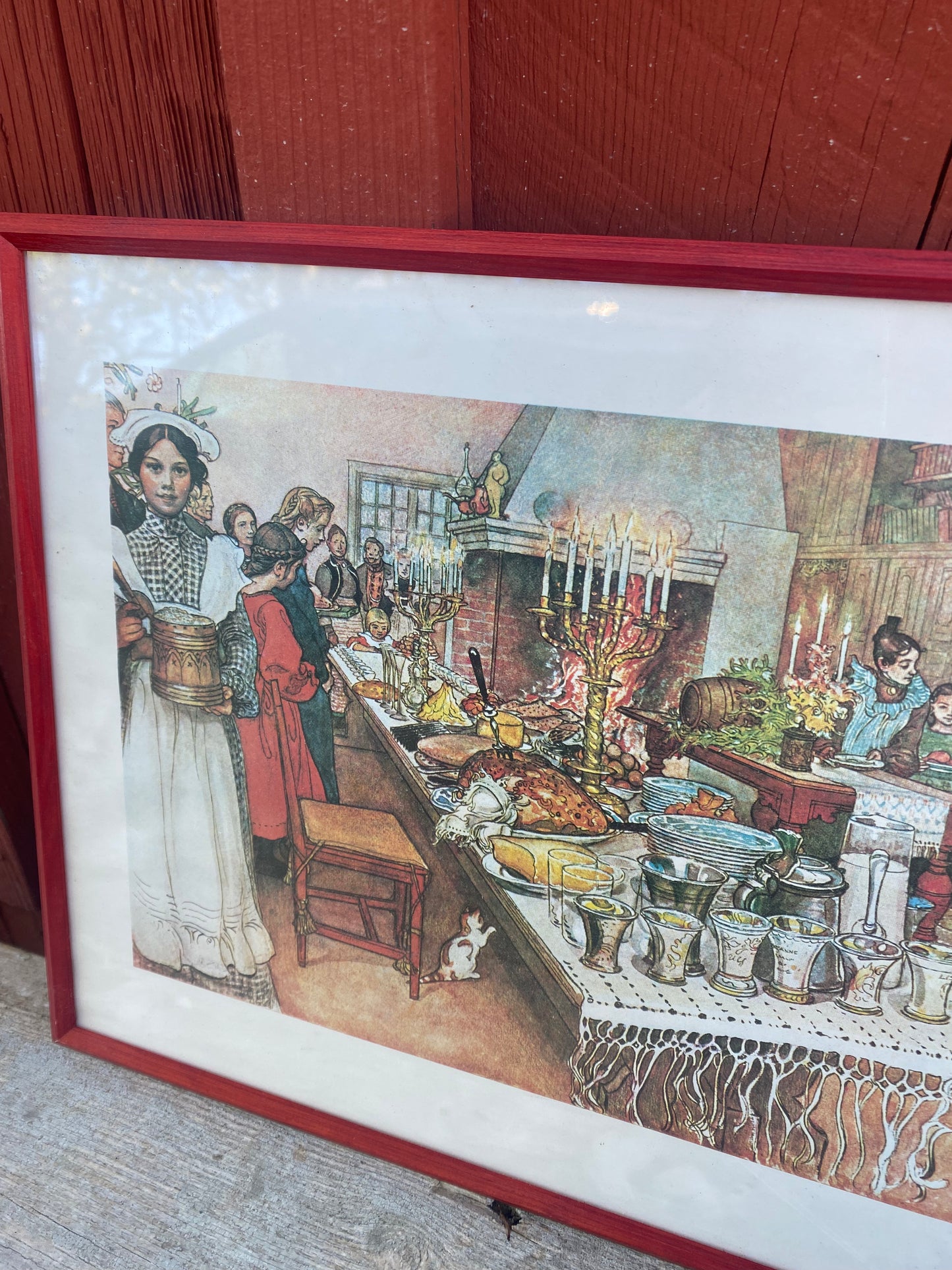 Tavla Carl Larsson med röd ram
