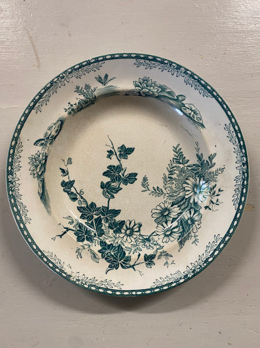 Djup tallrik i grönvitt - FLORA