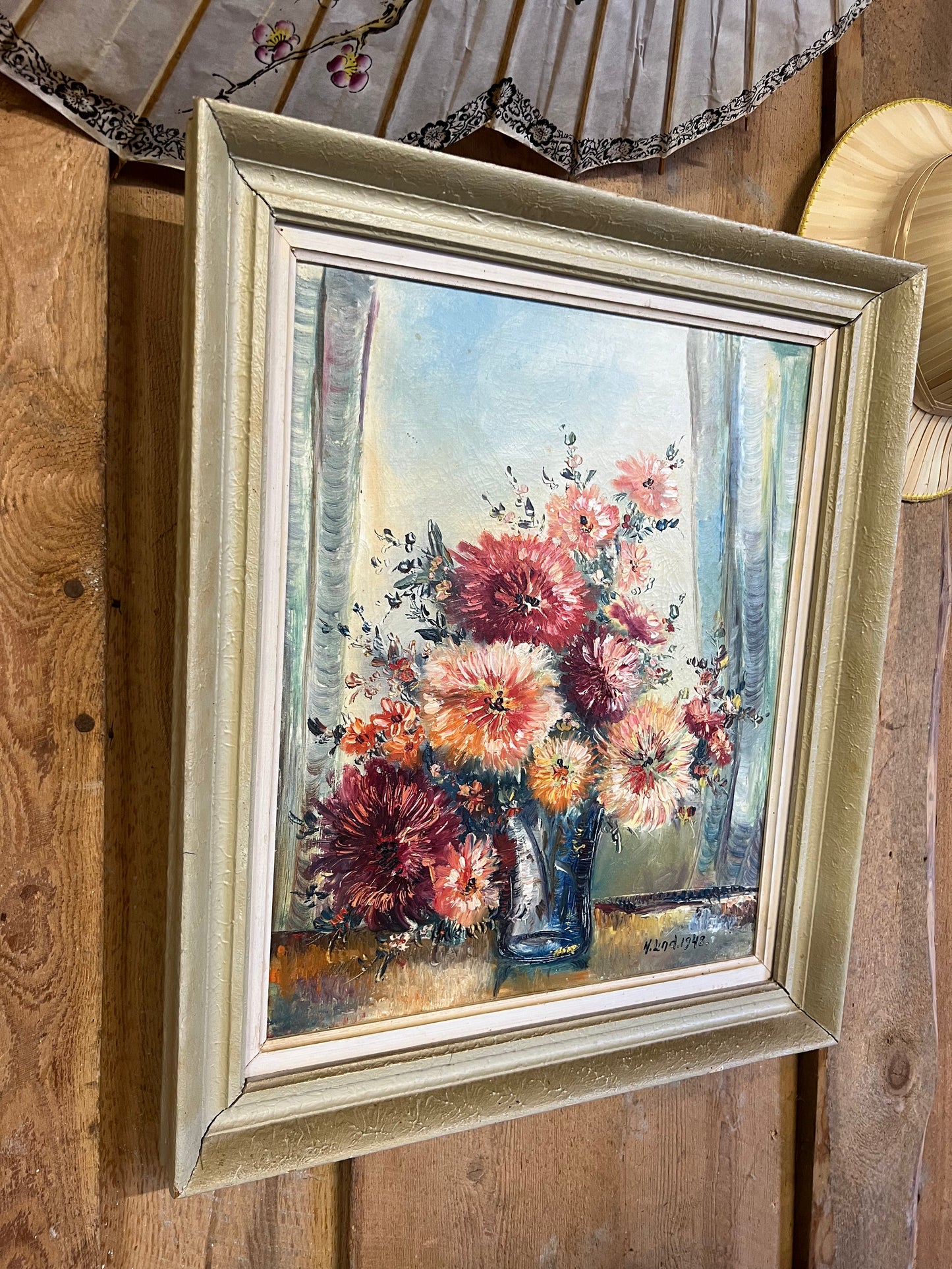 Otrolig oljemålning - blommor