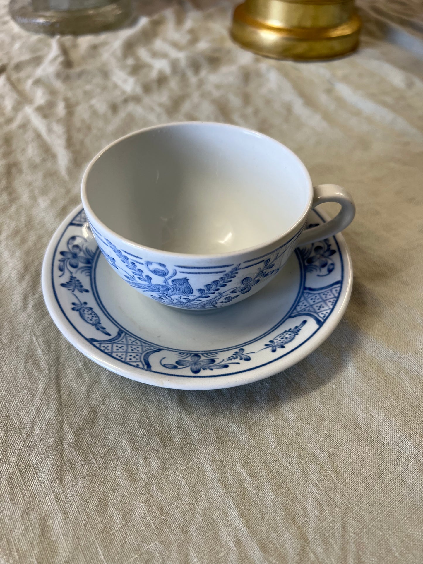 Fågel blå Rörstrand - kaffekopp med fat