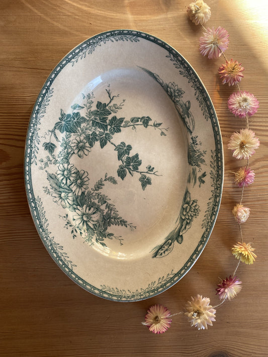 Oval tallrik i grönt - FLORA Gustavsberg