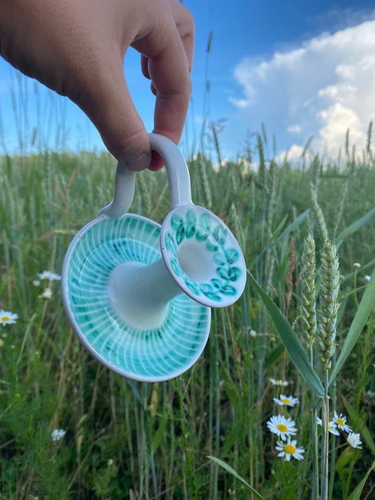 Ljusstake med handtag i keramik