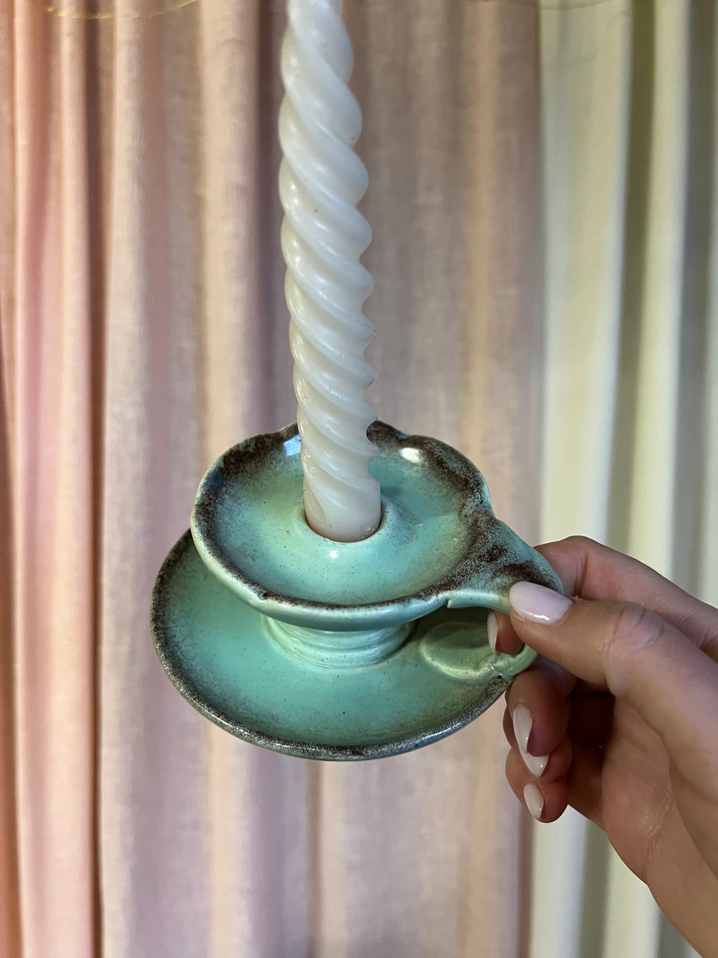 Grön ljusstake i keramik