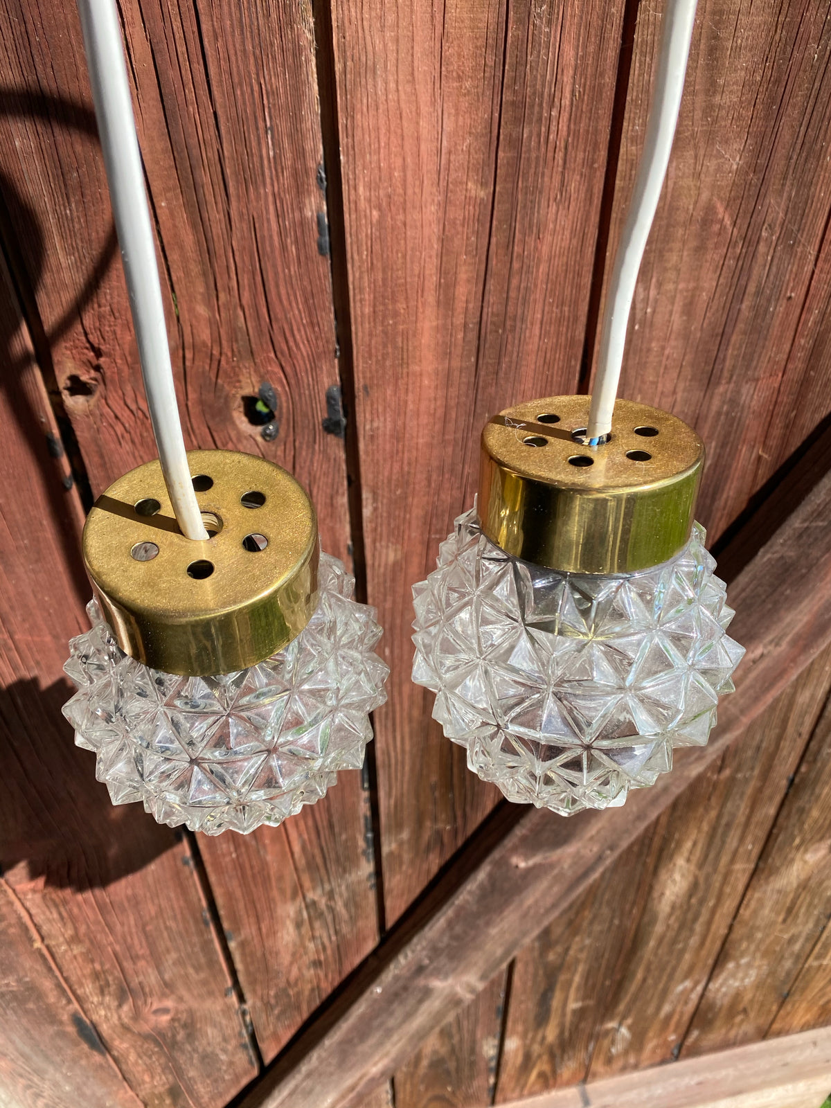 Fönsterlampor i glas och mässing 2-pack