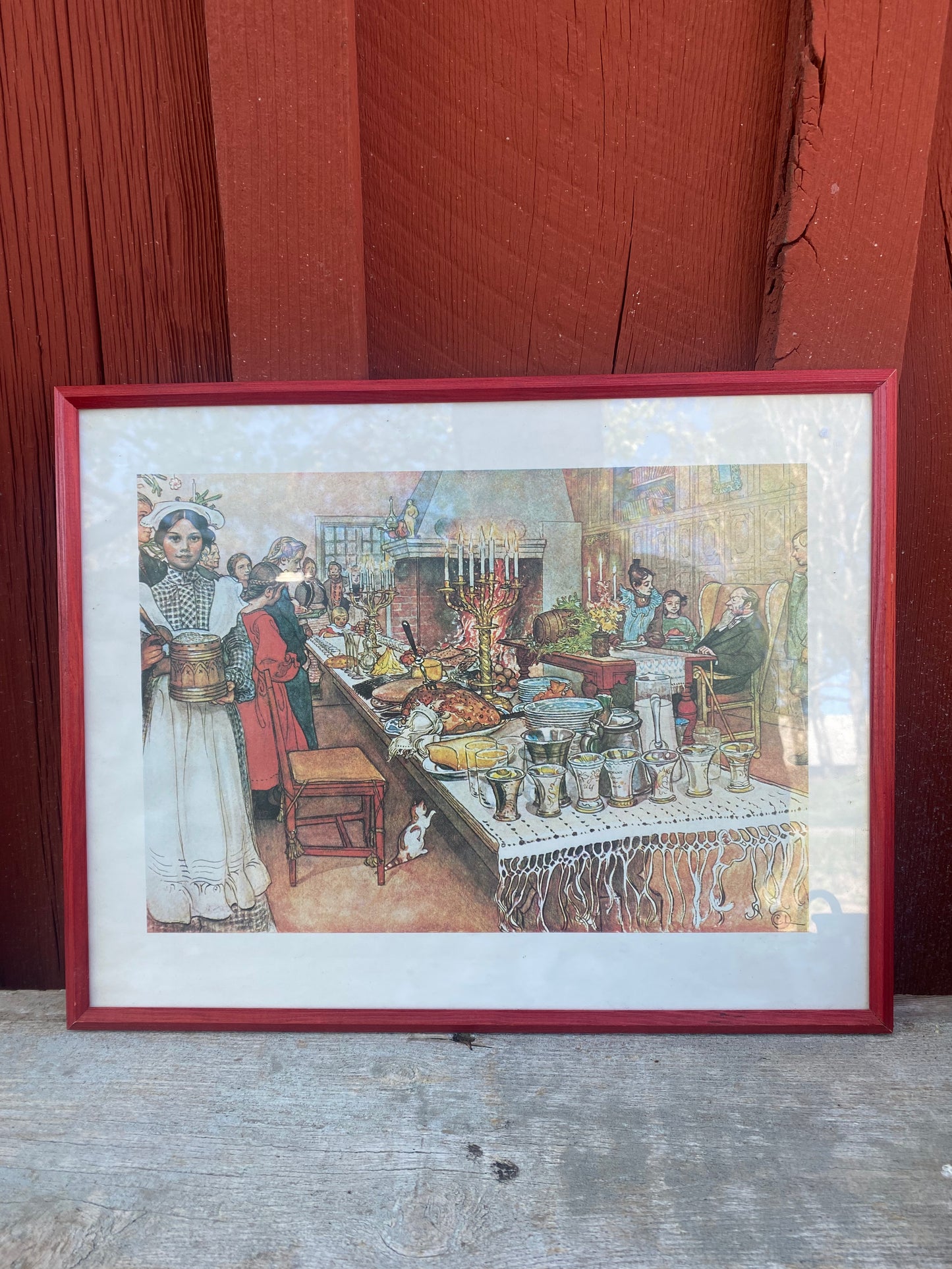Tavla Carl Larsson med röd ram