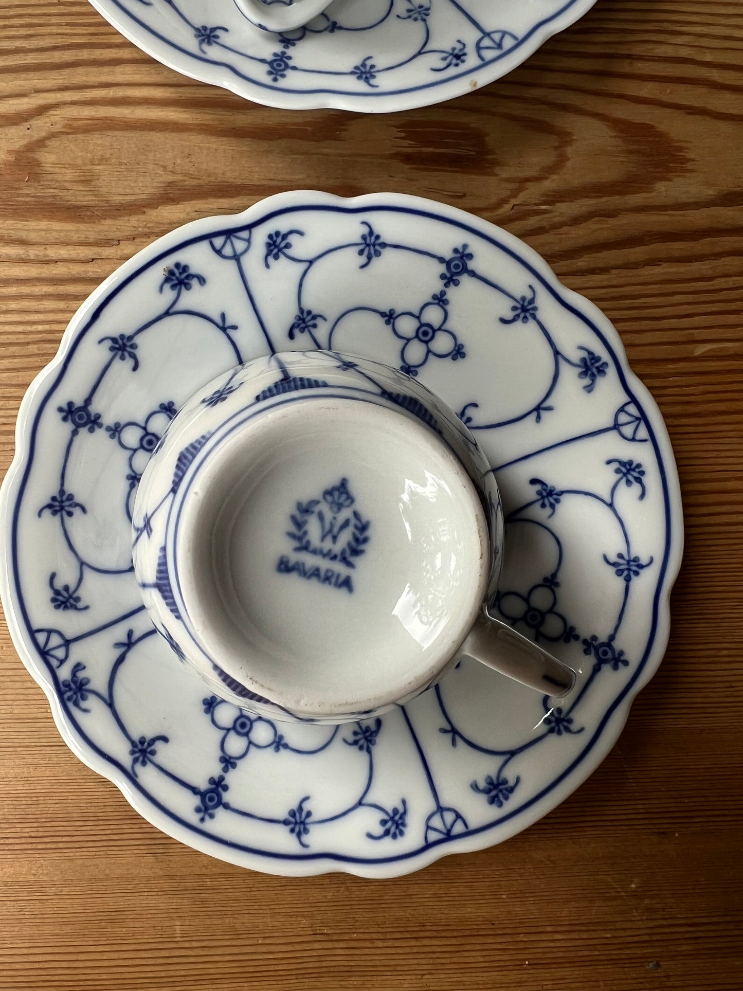 6st blåvita koppar med fat - Bavaria