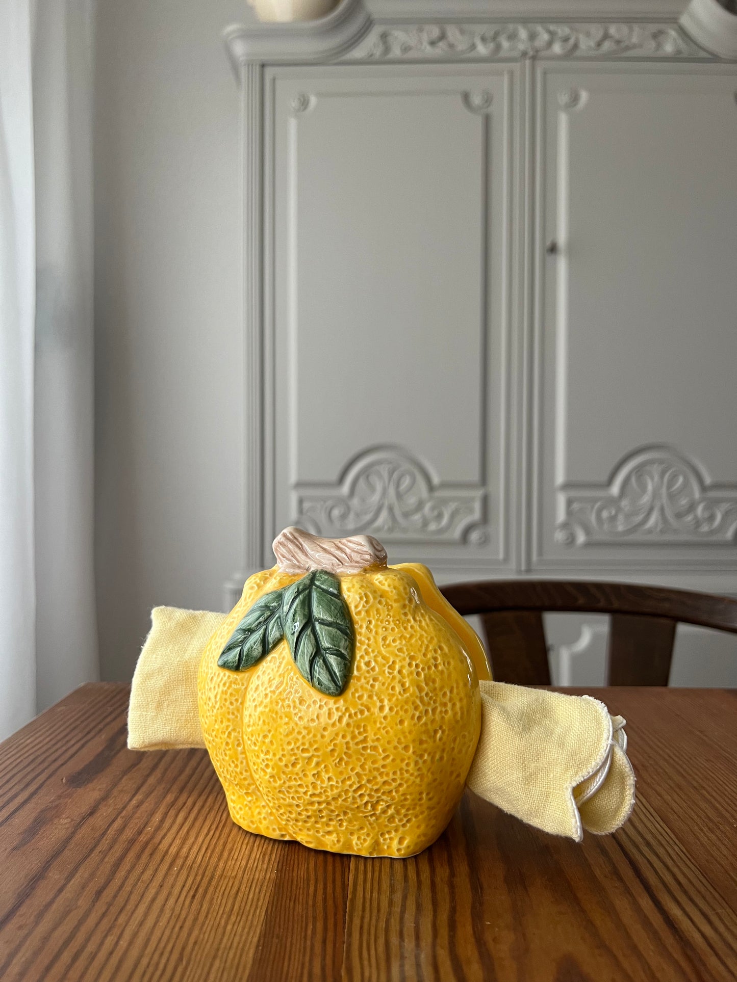 Servetthållare i porslin - citron