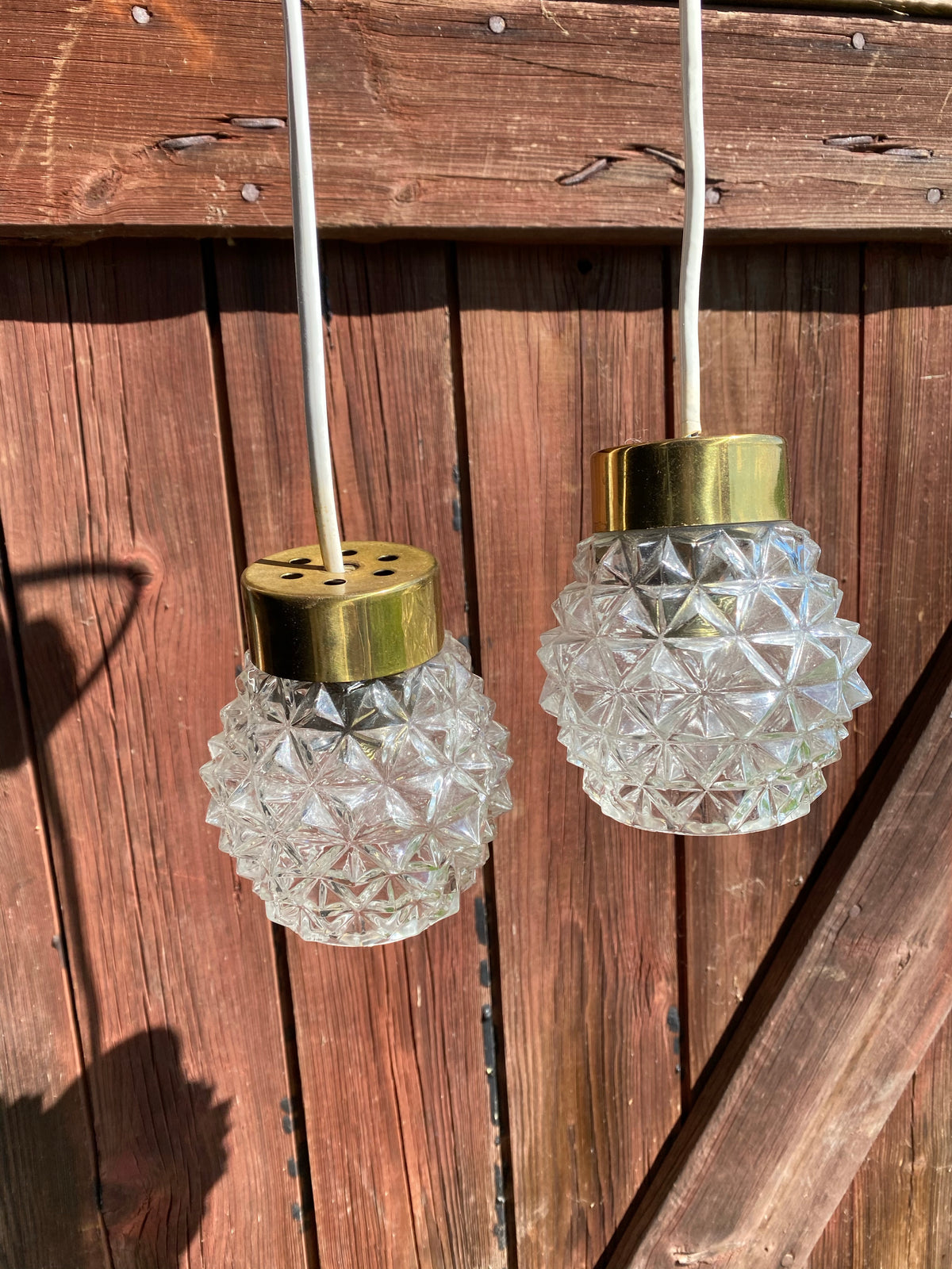 Fönsterlampor i glas och mässing 2-pack