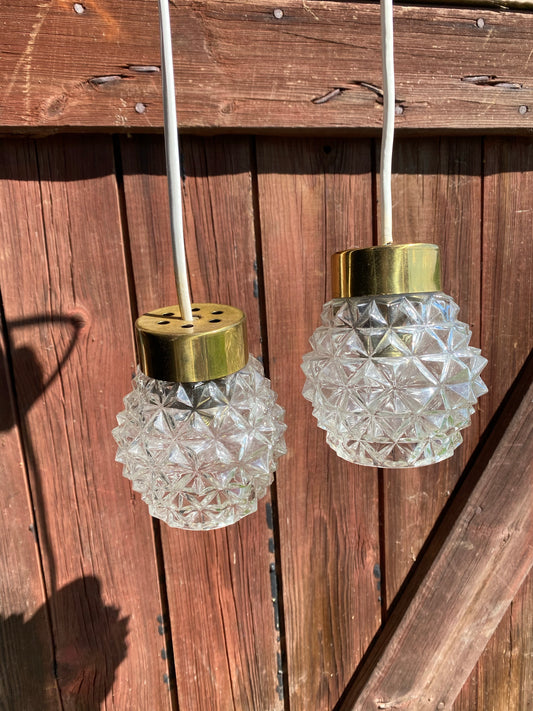 Fönsterlampor i glas och mässing 2-pack