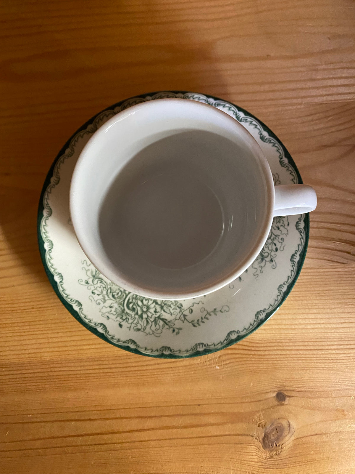 Kaffekopp med fat - Grön Anna
