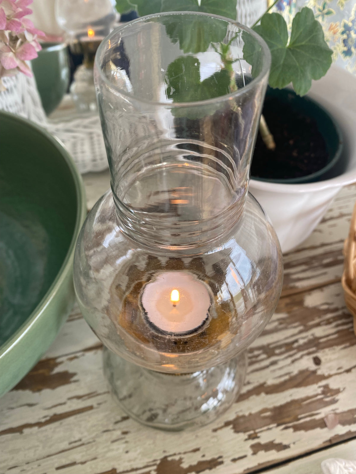 Ljuslykta i glas och mässing